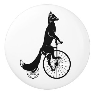 Fox on a Bike Ceramic Knob