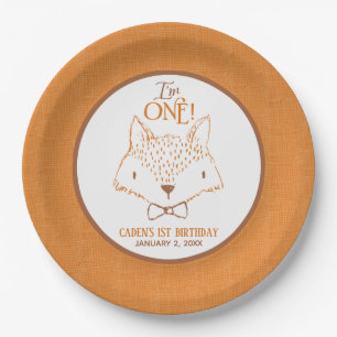 Fox Orange and White 1st Birthday Personalised Paper Plate