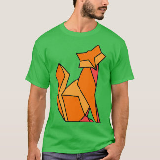 fox orange geometric fox Animal Origami T-Shirt