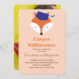 Fox Orange Photo Kindergarten Graduation Invitation