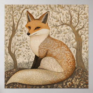 Fox Painting Art Print Woodland Wall Art