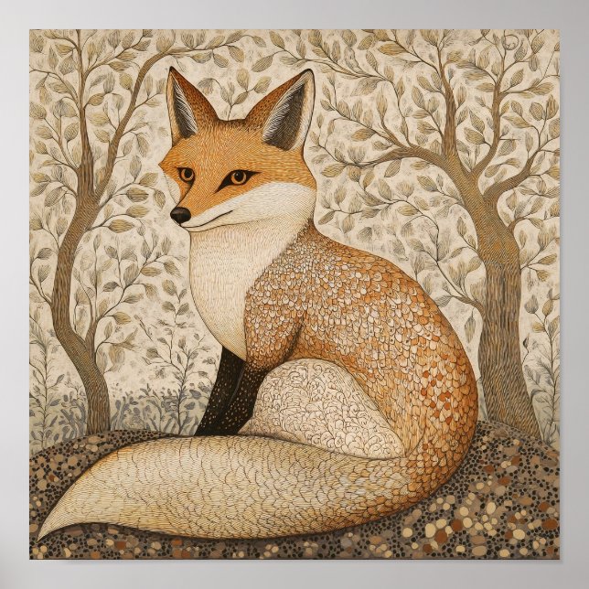 Fox Painting Art Print Woodland Wall Art (Front)