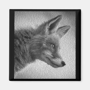 FOX PAINTING STYLE BLACK AND WHITE MAGNET