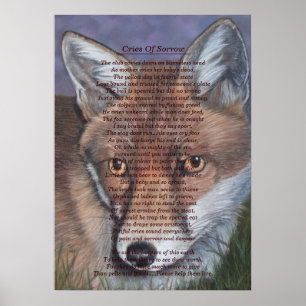 fox painting with original wildlife poem poster