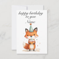 fox party birthday card