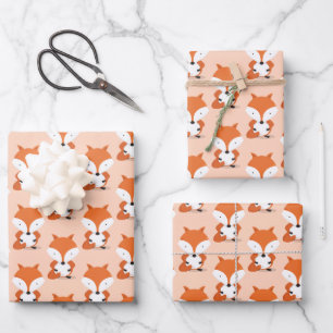 Fox Pattern Animal Wrapping Paper Sheet