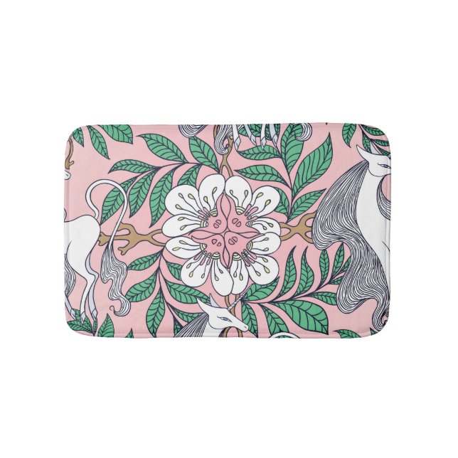 Fox Pattern: Whimsical Vintage Seamless Bath Mat (Front)