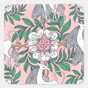 Fox Pattern: Whimsical Vintage Seamless Square Sticker