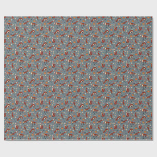 Fox Pattern Wrapping Paper in Soft Autumn Colours