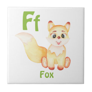 Fox personalise ABC: Letter F - Add Your Name Ceramic Tile