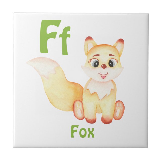 Fox personalise ABC: Letter F - Add Your Name Ceramic Tile (Front)