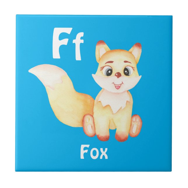 Fox personalise ABC: Letter F - Add Your Name Ceramic Tile (Front)