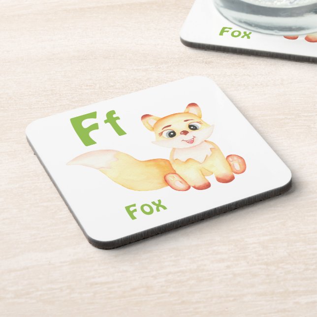 Fox personalise ABC: Letter F - Add Your Name Coaster (Left Side)