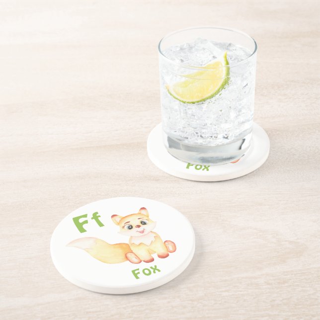 Fox personalise ABC: Letter F - Add Your Name Coaster (Side)