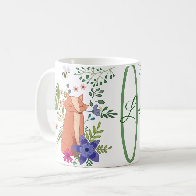 Fox personalized in the forest  coffee mug (Front Left)