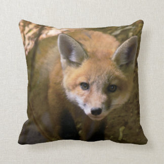 fox photo cotton throw pillow