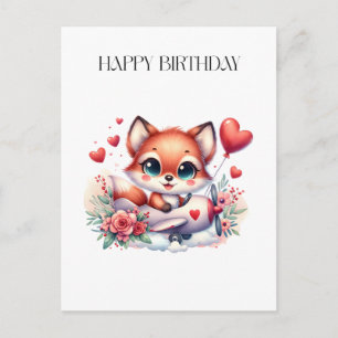 Fox Pilot Birthday Holiday Postcard