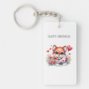 Fox Pilot Birthday Key Ring