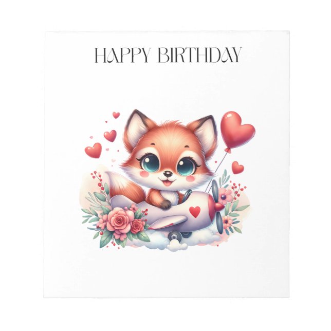 Fox Pilot Birthday Notepad (Front)