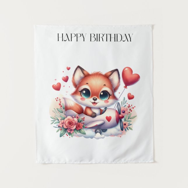 Fox Pilot Birthday Tapestry (Front)