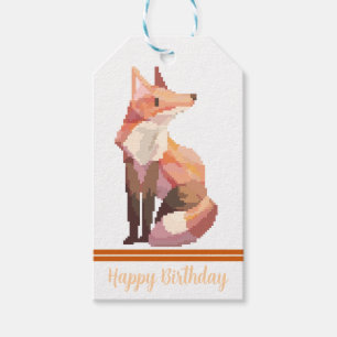 Fox Pixel art, Pixel Art, happy birthday Gift Tags