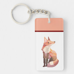 Fox, pixel art, Pixel Art Key Ring