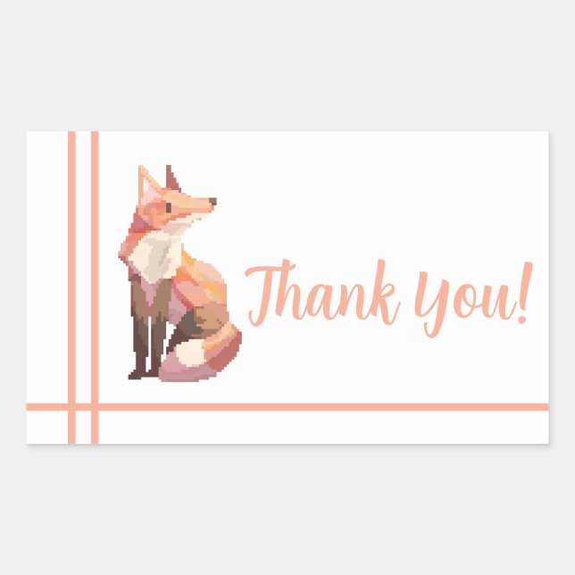 Fox Pixel Art, Pixelart thank you Rectangular Sticker (Front)