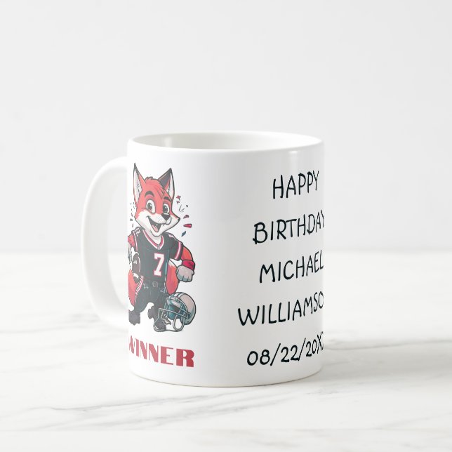 Fox Playing American Football | Birthday Coffee Mug (Front Left)