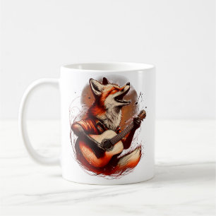 Fox Playing Guitar Funny Rock Music Guitar Coffee Mug