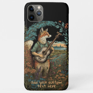 Fox playing Guitar Wildflower Cottagecore Custom iPhone 11 Pro Max Case