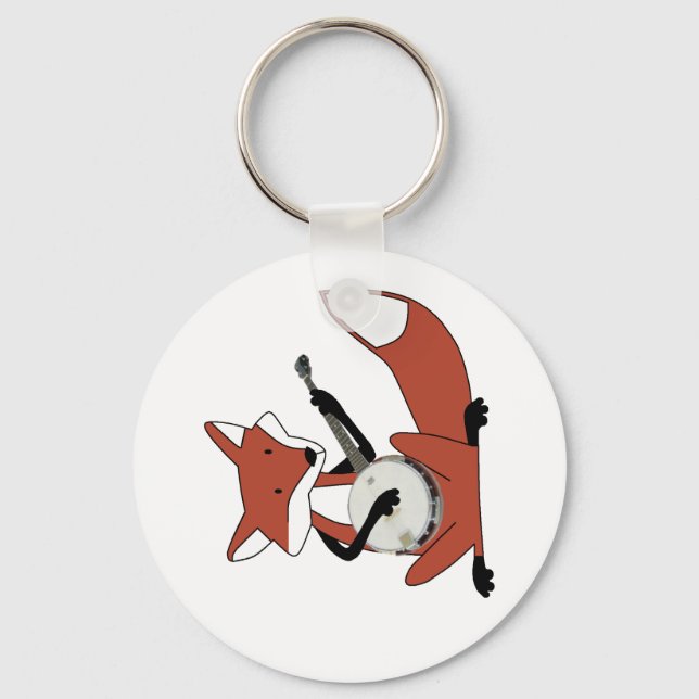 Fox Playing the Banjo Key Ring (Front)