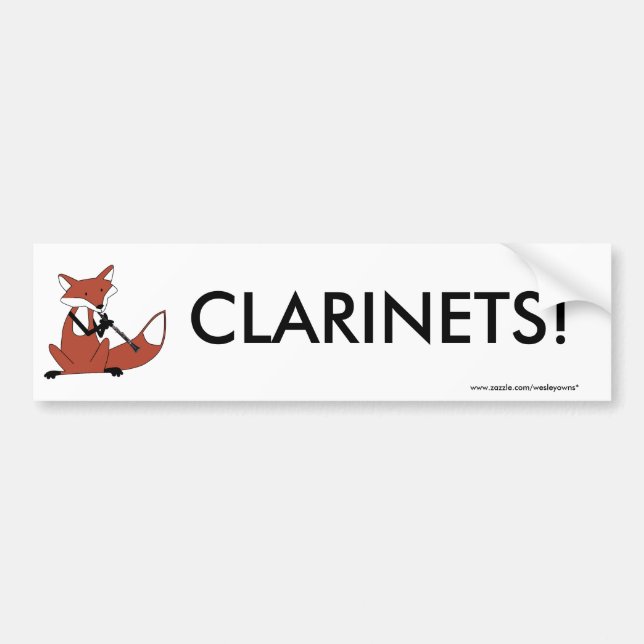 Fox Playing the Clarinet Bumper Sticker (Front)