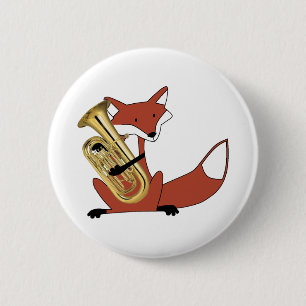 Fox Playing the Euphonium 6 Cm Round Badge