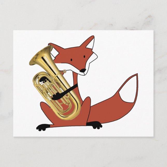 Fox Playing the Euphonium Postcard (Front)