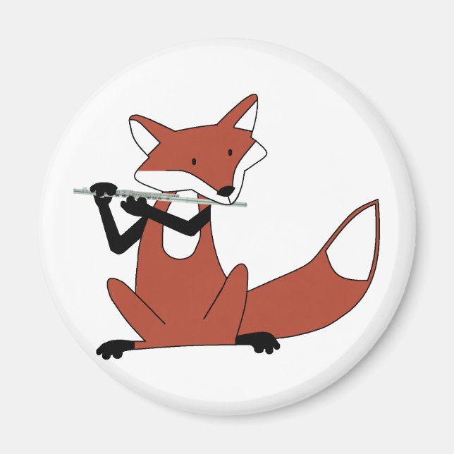Fox Playing the Flute Magnet (Front)
