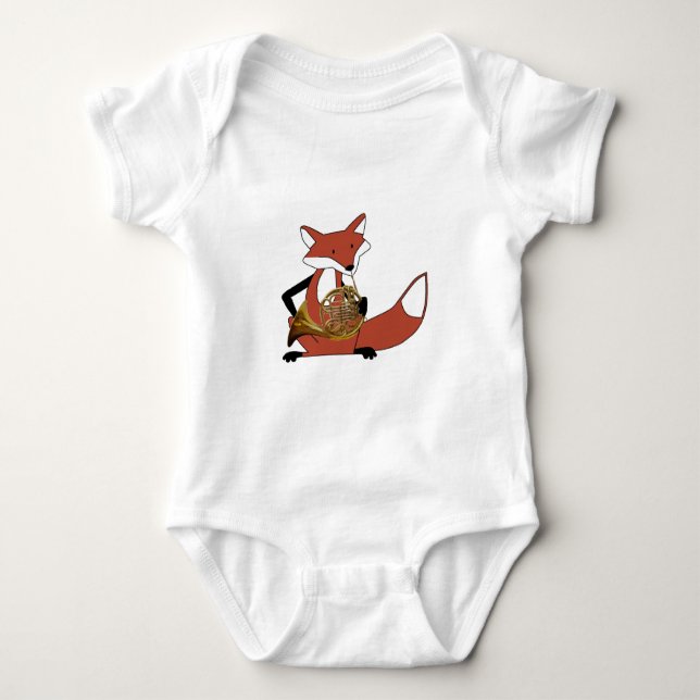 Fox Playing the French Horn Baby Bodysuit (Front)