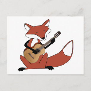 Fox Playing the Guitar Postcard