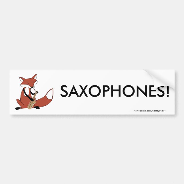 Fox Playing the Saxophone Bumper Sticker (Front)