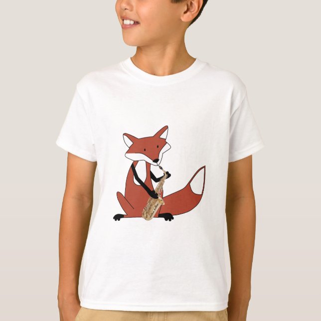 Fox Playing the Saxophone T-Shirt (Front)
