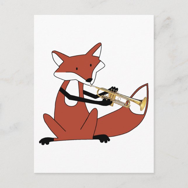 Fox Playing the Trumpet Postcard (Front)
