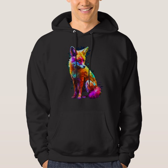 Fox Polygon Colourful  Animal  Animal Fox Hoodie (Front)
