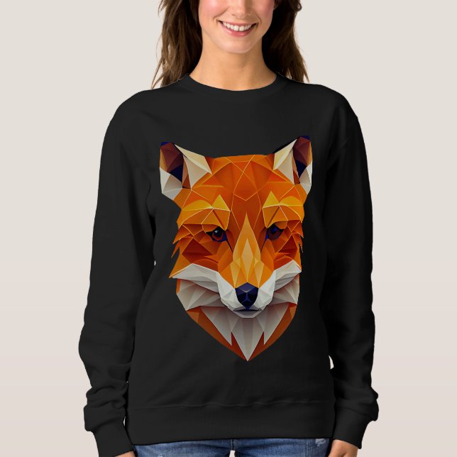 Fox Polygon Wild Animal  Wildlife Zookeeper Geomet Sweatshirt (Front)