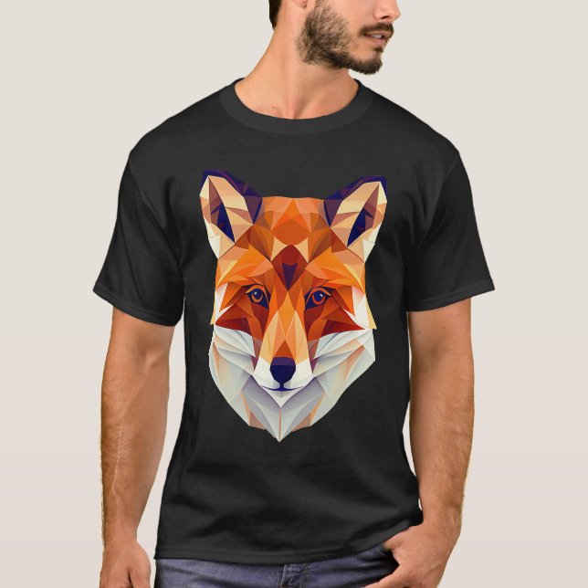 Fox Polygon Wild Animal  Wildlife Zookeeper Geomet T-Shirt (Front)
