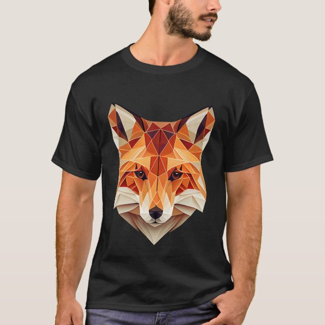 Fox Polygon Wild Animal  Wildlife Zookeeper Geomet T-Shirt (Front)