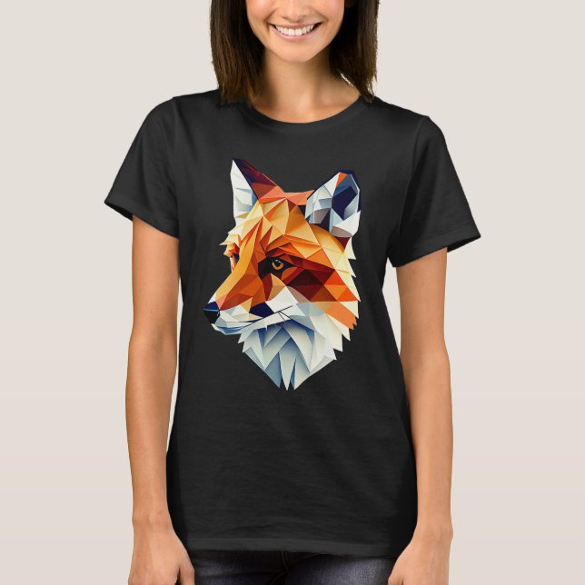 Fox Polygon Wild Animal  Wildlife Zookeeper Geomet T-Shirt (Front)