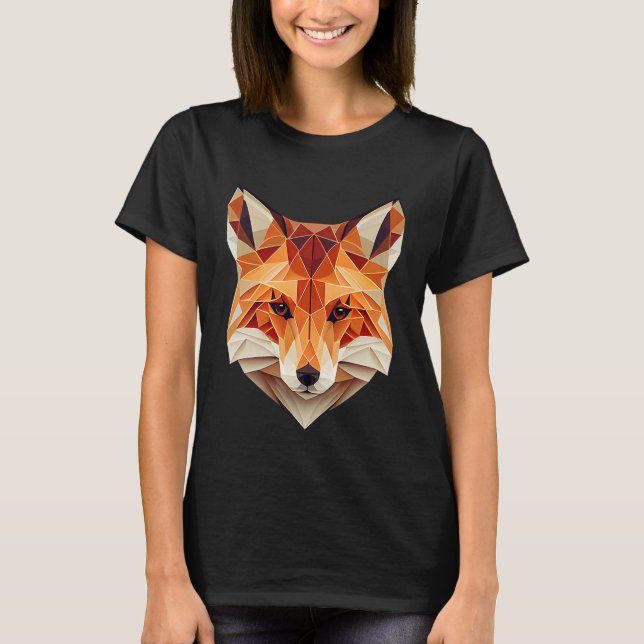 Fox Polygon Wild Animal  Wildlife Zookeeper Geomet T-Shirt (Front)