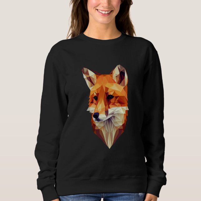 Fox Polygon Wild Animal Wildlife Zookeeper Geometr Sweatshirt (Front)