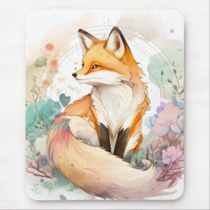 Fox Portrait Animal Painting Wildlife Outdoors Art Mouse Pad