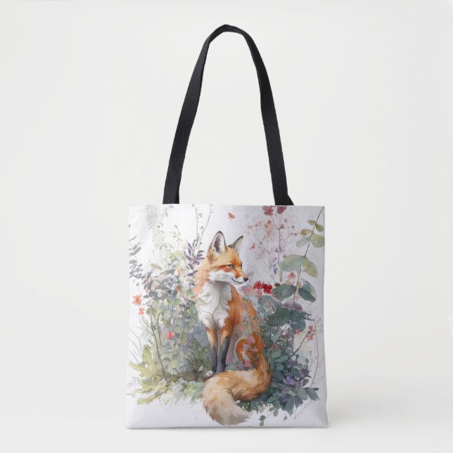 Fox Portrait Animal Painting Wildlife Outdoors Art Tote Bag (Front)