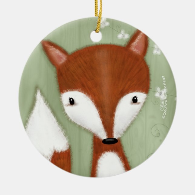 Fox Portrait Ceramic Ornament (Front)